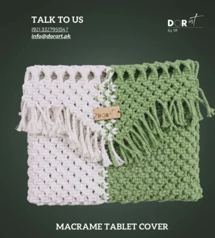 macrame tablet cover green